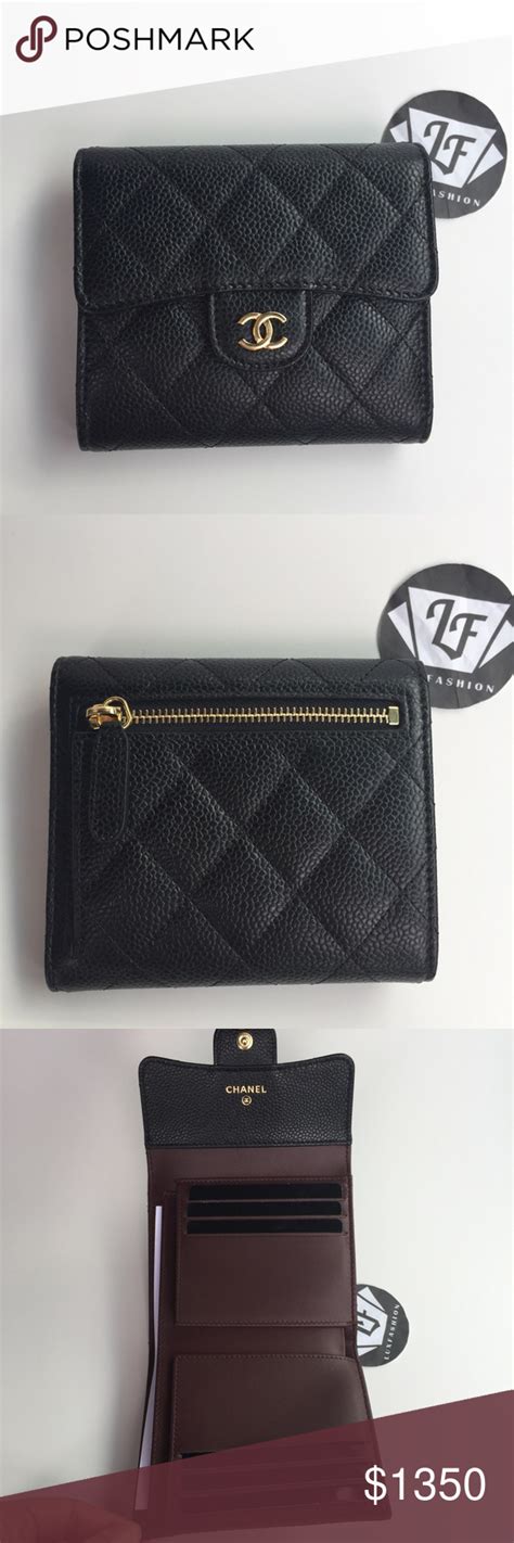 Chanel Classic Square Trifold Wallet Black Caviar 